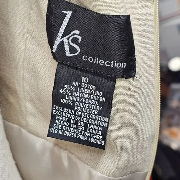 Vintage KS Coll Womens Linen Blend Dress Size 10 Old Money Classic Office - Picture 7 of 11